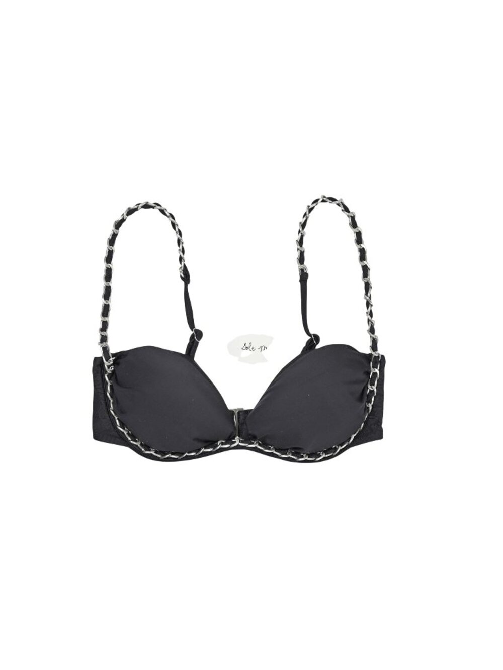 Solara Christina Ruched Chain Bikini Top in Black